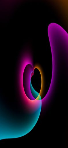 an abstract background with multiple colors and shapes in the shape of a heart on a black background