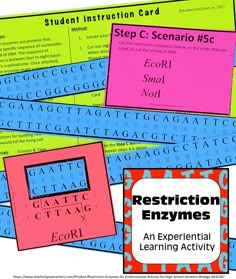 Restriction enzyme/endonuclease experiential learning activity.  Choose from 57 different scenarios to digest a strand of DNA.  Check results by counting the number of fragments & base pairs per fragment. Biology Genetics, Dna Strand, Assessment Rubric, Secondary Teacher, Biology Lessons, Genetic Engineering