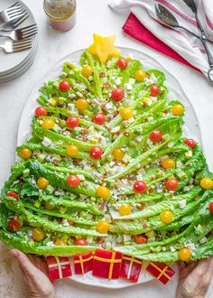 lettuce christmas tree salad on a plate