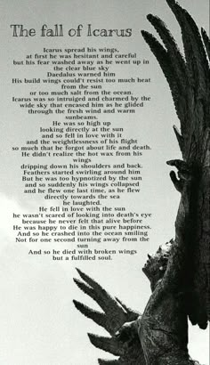 the fall of lears poem written in black and white with an eagle on it