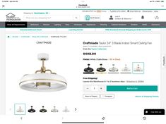 an image of a website page for lighting fixtures in the home furnishings section, which is on sale