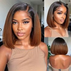 Glueless Bob Wig, Weaves Hair Styles, Short Wig Hairstyles, Bob Wigs For Black Women, Natural Hair Bob, Human Hair Bob Wigs, Bob Human Hair Wigs, Straight Short Bob, Kort Bob