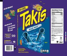 the back side of a bag of taks blue heat