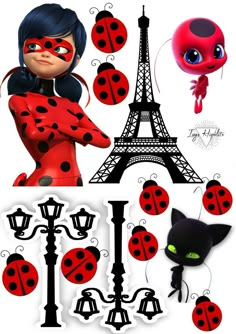 an image of a lady bug and the eiffel tower