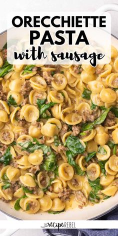 You're just 30 minutes away from this easy orecchiette pasta with sausage! Deliciously creamy and satisfying, this Italian sausage and orecchiette pasta is a perfect comfort food idea. Plus, it's a hearty dinner recipe in just one pot! Sausage Orchetta Pasta, Oriecchete Pasta Recipes, Smoked Italian Sausage Recipes, Orriechete Pasta, Orchetta Pasta With Sausage, Orcchettie Pasta With Sausage