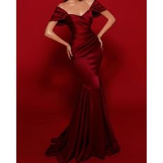 Silhouette:Mermaid / Trumpet; Hemline / Train:Sweep / Brush Train; Closure:Zipper UP; Built-In Bra:Yes; Embellishment:Sleek; Fabric:Imitation Silk; Sleeve Length:Short Sleeve; Boning:No; Style:Elegant,Vintage; Occasion:Valentine's Day,Christmas,Formal Evening,Wedding Guest,Engagement; Neckline:Scoop Neck; Brand:Lightinthebox; Front page:Evening Gown; Listing Date:06/28/2020; Bust:; Hips:; Hollow to Floor:; Waist: Burgundy Satin Dress, Valentine's Day Dress, Formal Wedding Guest Dress, Mermaid Evening Gown, Valentines Day Dresses, Evening Dresses Online, Cheap Evening Dresses, Evening Gowns Elegant, فستان سهرة