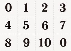 the numbers are black and white on a sheet of paper that has been cut into squares