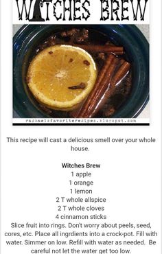 the recipe for witches brew is shown in this image