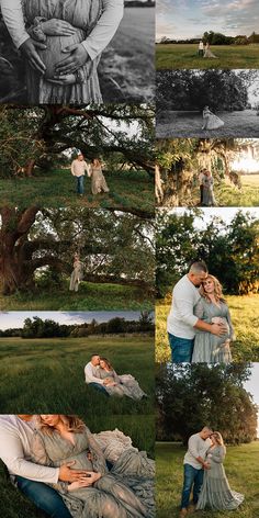 a couple cuddling under a tree in the grass