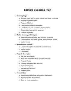 the sample business plan is shown in this document, and it contains several important items