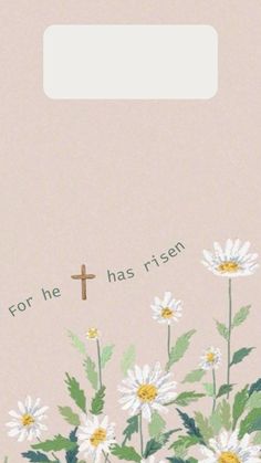 a card with daisies and the words for he has risen