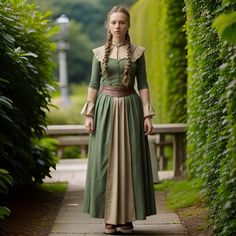 Medieval Viking Women's Dress Green and Beige Dress With Ruffled Collar Long Sleeve Vintage Gown Classic Historical Fashion Dress - Etsy Philippines Vintage Dresses For Larp With Historical Design, Medieval Fitted Ruffle Dress, Historical Dresses For Medieval Festivals Costume Party, Medieval Fitted Dress With Ruffles, Medieval Style Fitted Ruffle Dress, Historical Victorian Dress For Larp, Medieval Ruffle Dresses For Costume Party, Medieval Ruffled Dresses For Costume Party, Historical Dresses For Medieval Festivals Cosplay