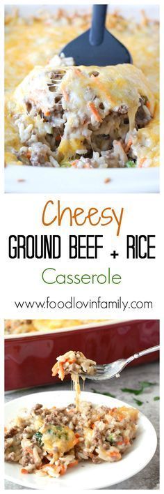 cheesy ground beef and rice casserole is an easy dinner recipe that's ready in under 30 minutes