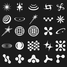 a collection of different shapes and sizes on a black background