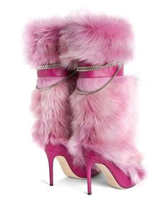 Knee-High Leather Buckle Boots by Zoe Bratz Boots, Feminine Shoes, Pink Boots, Faux Fur Boots, Cute Heels, Pointed Toe Boots, Buckle Boots, Fur Boots