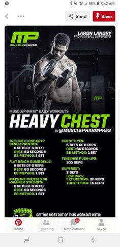 an ad for heavy chest workouts on the app store's facebook page, which is