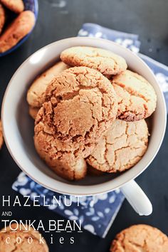 a bowl filled with cookies on top of a table