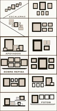 different types of black and white squares, with the text below them in several languages