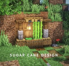 an image of a small house made out of wood and bricks with the words sugar cane design on it