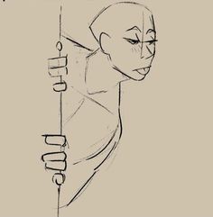 a drawing of a person holding onto a pole with the caption's name on it