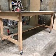 the workbench is being built and ready to be worked on by someone else