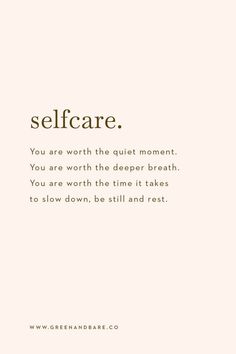 the words self care are written in gold on a pink background with an orange and white border