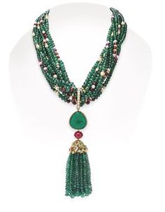 AN EMERALD, DIAMOND, RUBY AND PEARL NECKLACE Talwar Jewellers, Ruby And Pearl, Floating Diamond Necklace, Ruby Rings, Emerald Rings, Floating Necklace, Inspired Necklace, Pearl Jewelry Necklace