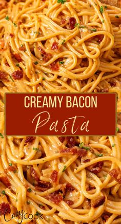 creamy bacon pasta is an easy and delicious dinner recipe that's ready in under 30 minutes