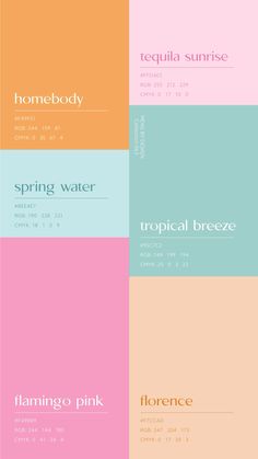 four different color palettes with the same font and numbers