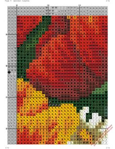 a cross stitch pattern with fruit and vegetables on the side, as well as an image of