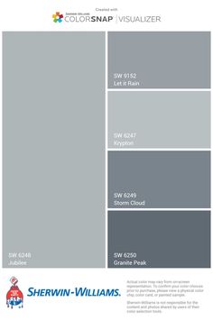 the color scheme for sheryln - williams's new paint colors, including gray and