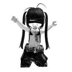 a girl with long black hair holding two scissors