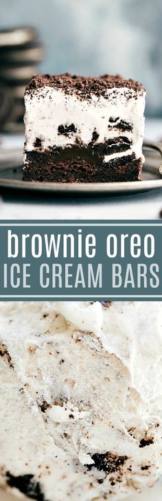 brownie oreo ice cream bars on a plate