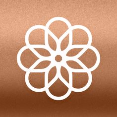 a brown background with a white flower on the center and two circles in the middle