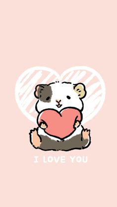 an animal holding a heart with the words i love you