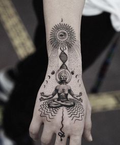 a person's hand with a tattoo on it