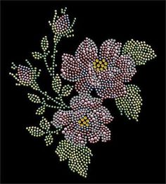 beaded flowers on black background