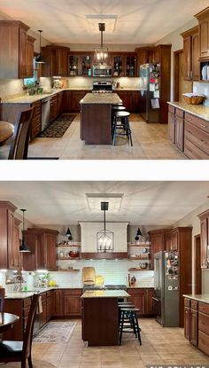 before and after pictures of a kitchen remodel