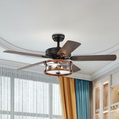 This 52'' ceiling fan with bubble glass lampshade and retro appearance makes an eye-catching addition to your home decor! With 2 downrods (5''/10''), this premium ceiling fan allows you to change the downrod according to the size of your room. And the quiet and reversible motor not only changes the direction of downdraft mode or updraft mode according to different seasons, but offers a quiet environment while operating. And you can choose your favorite blade side while installing it because this Fancy Ceiling Fan, Unique Ceiling Fan, Retro Ceiling Fans, Unique Ceiling Fans, Lamp With Glass, 52 Inch Ceiling Fan, Glass Lampshade, Fan Lamp, Bubble Glass