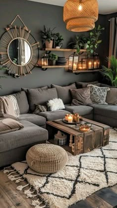 a living room filled with lots of furniture and decor