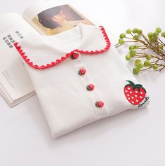 Kawaii Strawberry T-shirt PN5702 ●Size: Length 56 cm shoulder 38 cm bust 100 cm sleeve 25 cm ●Material:Cotton. (Please allow 1-3cm differs due to manual measurement.As different computers display colors differently,the color of the actual may vary slightly from the above images.Thanks for your understanding.) ●About Shipping: We attach great importance to the orders of each customer and parcel delivery. 1.Processing time: 2-3 business days. 2.Shipping time: 10-15 business days to US, please allow 3-4 weeks shipping to other country.(Shipping times can be affected by variable customs clearance times or public holidays.) Cute Long Sleeve T-shirt For Spring, Cute White Stretch T-shirt, Cute Stretch T-shirt For Spring, Fitted White Tops With Strawberry Print, Fitted White Top With Strawberry Print, Sweet White Tops With Strawberry Print, Trendy Cotton Tops With Cute Collar, White Short Sleeve Tops With Strawberry Print, Cute Collared Tops For Fall