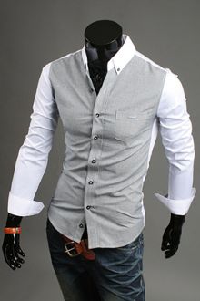 Men's Two Tone Gingham White Shirt Stylish Men Wear, Blouse Man, Sweet Clothes, Classy Men, Gray Shirt