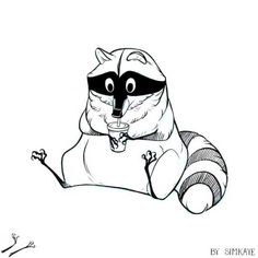 a drawing of a raccoon with glasses on it's face and legs