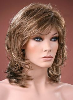 Brown With Ash Blonde Highlights, Brown With Ash Blonde, Tousled Layers, Medium Wig, Layered Hair With Bangs, Ash Blonde Highlights, Layered Haircuts For Medium Hair, Medium Layered Hair, Haircuts For Medium Hair