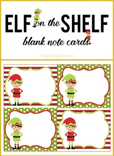 an elf in the shelf printable note cards with santa's helper on them