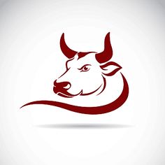 the head of a bull with horns on a white background, logo or emblem design