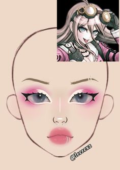 Emo Makeup Tutorial, Makeup Anime, Cosplay Makeup Tutorial, Makeup Charts, Scene Makeup, Makeup Drawing, Anime Makeup, Makeup Face Charts