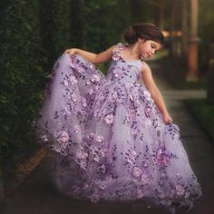 Flower Girl Dresses Floor Length, Violet Gown, Purple Flower Girl Dress, Prom Girl Dresses