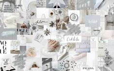 a collage of white and silver images