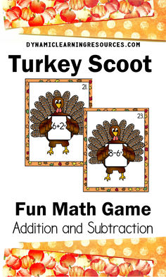 turkey scoot math game Doubles Math, Thanksgiving Math Games, Turkey Math, November Activities, Thanksgiving Math, Thanksgiving Activities For Kids, Elementary Teaching